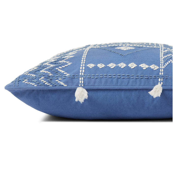 Loloi PLL0049 Blue / Ivory 18" x 18" Cover Only Pillow