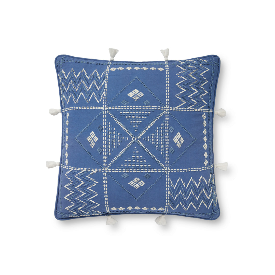 Loloi PLL0049 Blue / Ivory 18" x 18" Cover Only Pillow