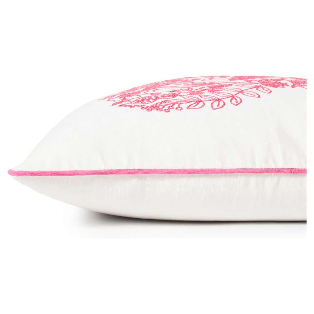 Rifle Paper Co. x Loloi PRP0011 Ivory / Pink 22" x 22" Cover Only Pillow