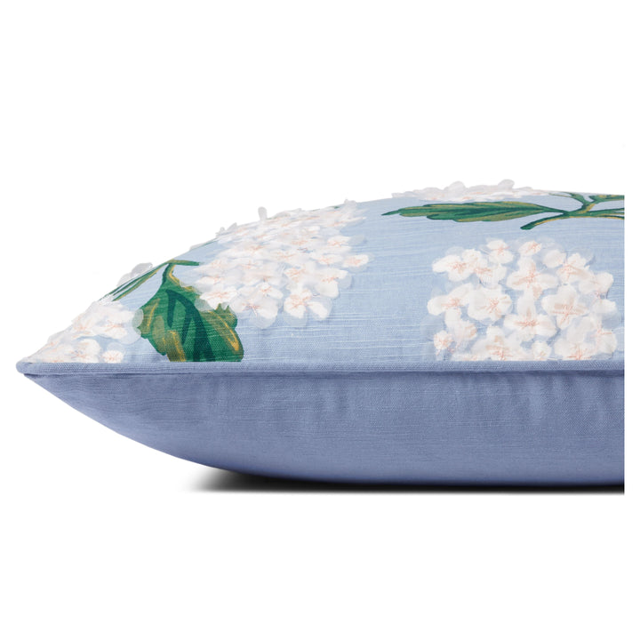 Rifle Paper Co. x Loloi PRP0013 Hydrangea Blue / Ivory 22" x 22" Cover Only Pillow