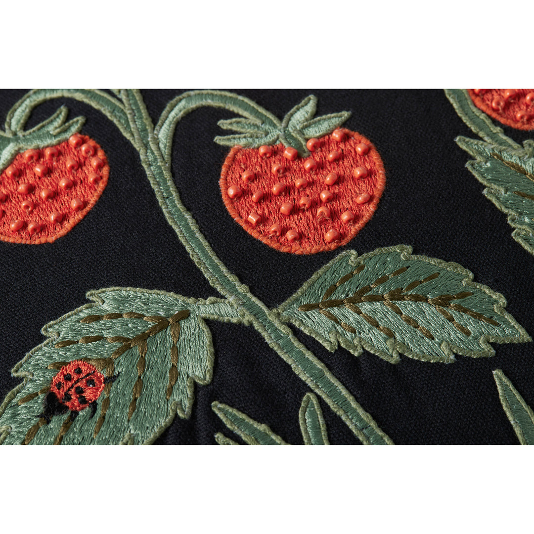 Rifle Paper Co. x Loloi PRP0021 Strawberries Black 18" x 18" Cover w/Down Pillow