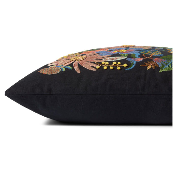 Rifle Paper Co. x Loloi PRP0023 Dovecote Black 22" x 22" Cover Only Pillow