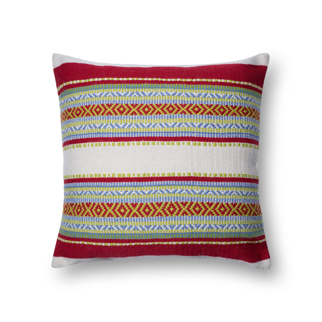 Loloi P0213 Red / Multi 22" x 22" Cover Only Pillow