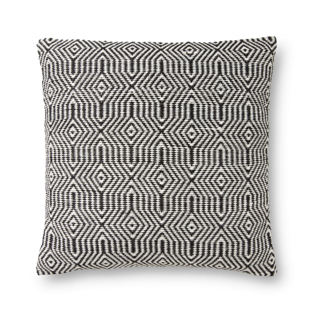 Loloi P0339 Black / White 22" x 22" Cover w/Down Pillow