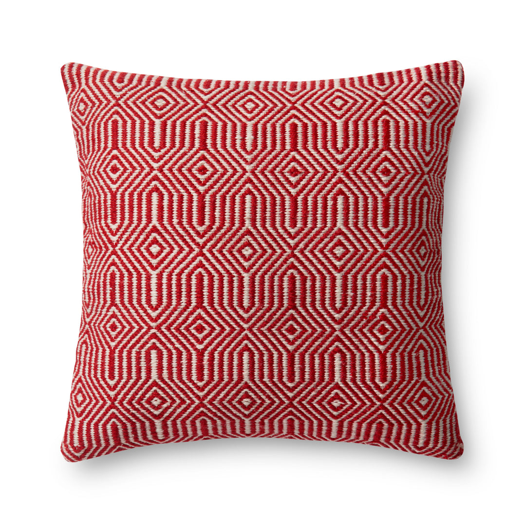 Loloi P0339 Red / Ivory 22" x 22" Cover w/Down Pillow