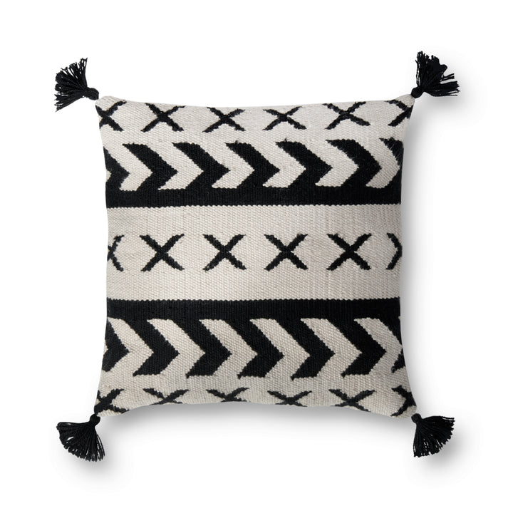 Loloi P0502 Black / Ivory 18" x 18" Cover Only Pillow