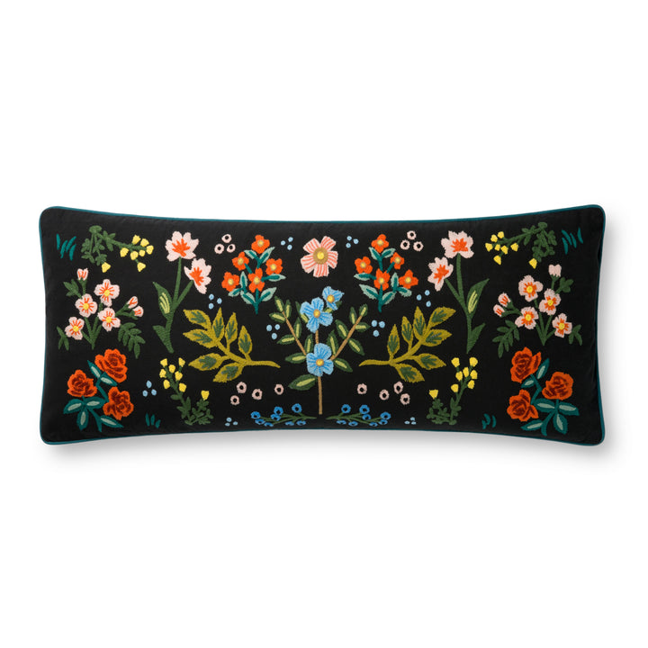 Rifle Paper Co. x Loloi P6028 Black / Multi 13" x 35" Cover w/Down Pillow