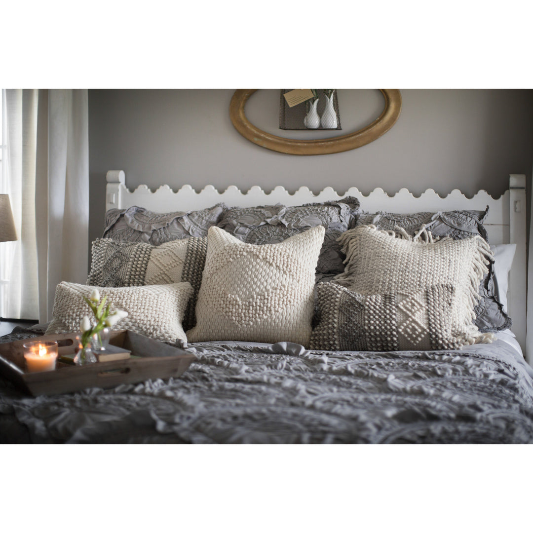 Magnolia Home by Joanna Gaines x Loloi P0460 Grey / Ivory 22" x 22" Cover w/Down Pillow