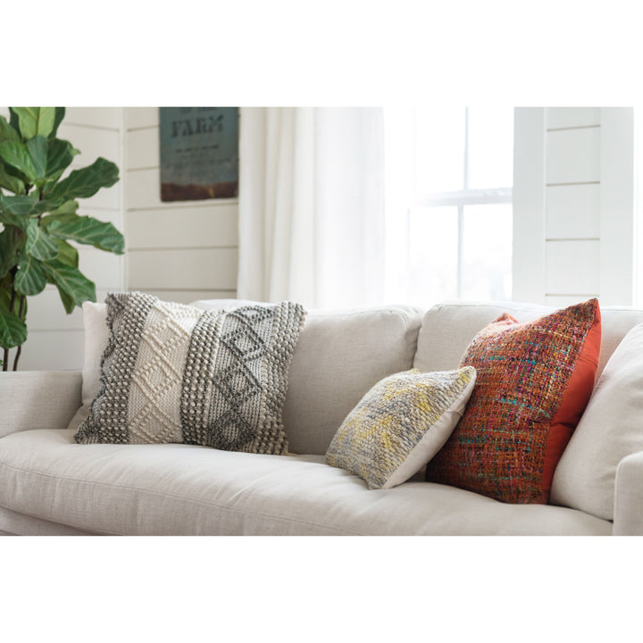 Magnolia Home by Joanna Gaines x Loloi P0460 Grey / Ivory 22" x 22" Cover Only Pillow