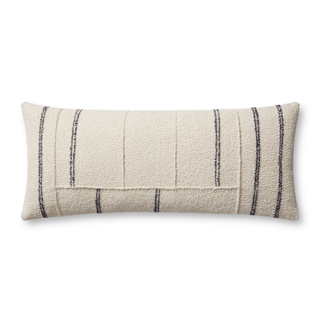 Magnolia Home by Joanna Gaines x Loloi Susanna PMH0059 Ivory / Charcoal 13'' x 35'' Cover w/Down Pillow