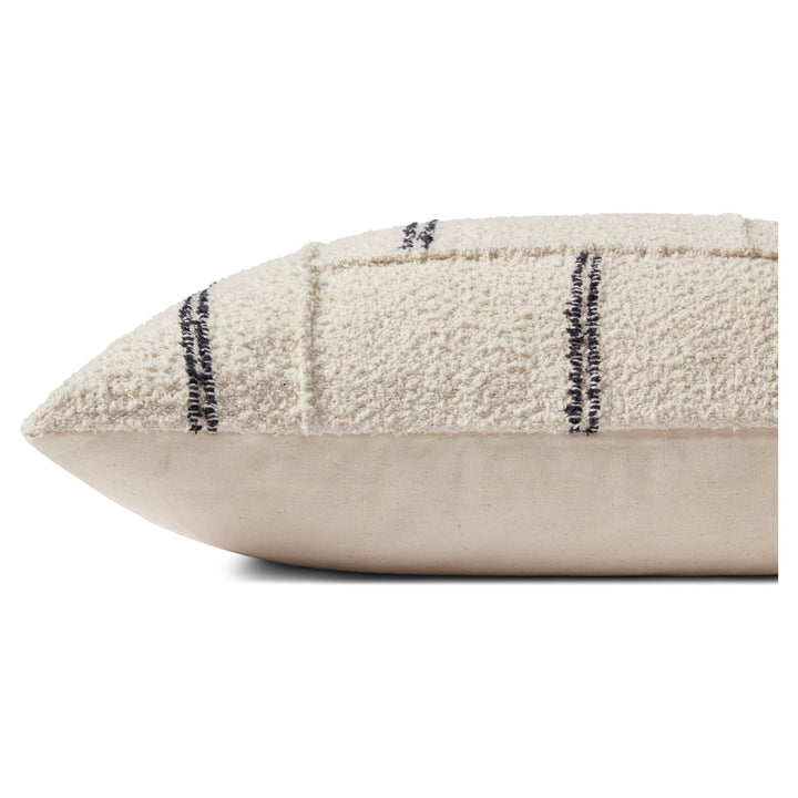 Magnolia Home by Joanna Gaines x Loloi Susanna PMH0059 Ivory / Charcoal 13'' x 35'' Cover Only Pillow