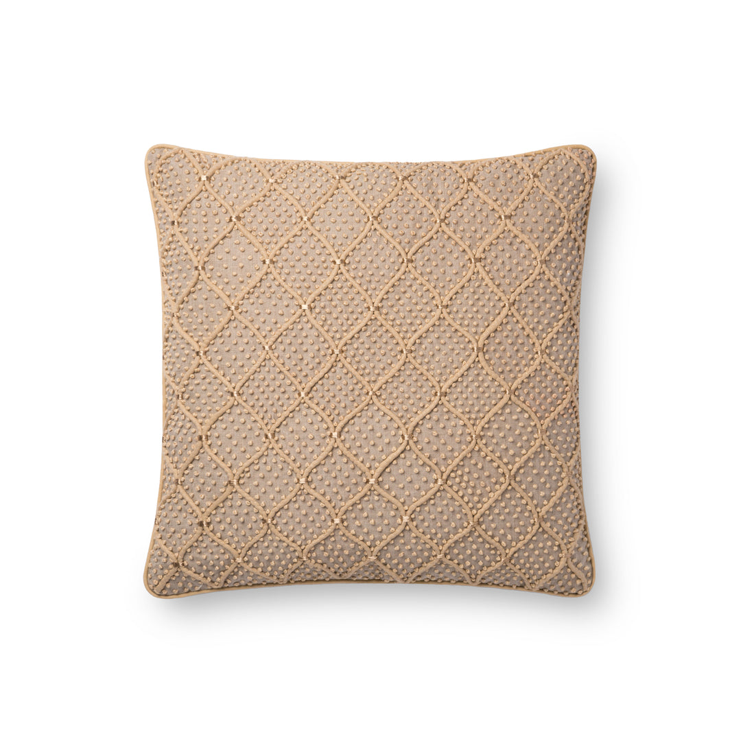 Loloi P0675 Natural / Gold 18" x 18" Cover w/Down Pillow