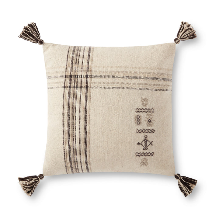 Loloi P0929 Natural / Charcoal 18" x 18" Cover Only Pillow