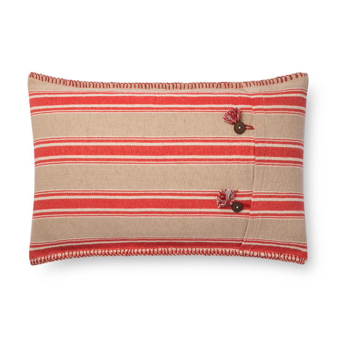 Loloi P0718 Red / Natural 16" x 26" Cover w/Down Pillow