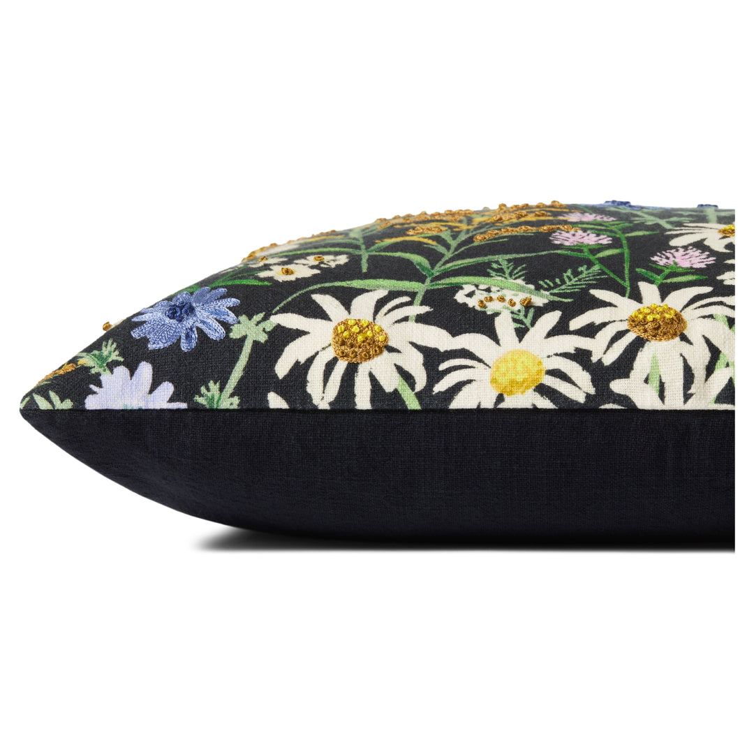 Rifle Paper Co. x Loloi PRP0026 Wildflowers Black 22" x 22" Cover w/Poly Pillow