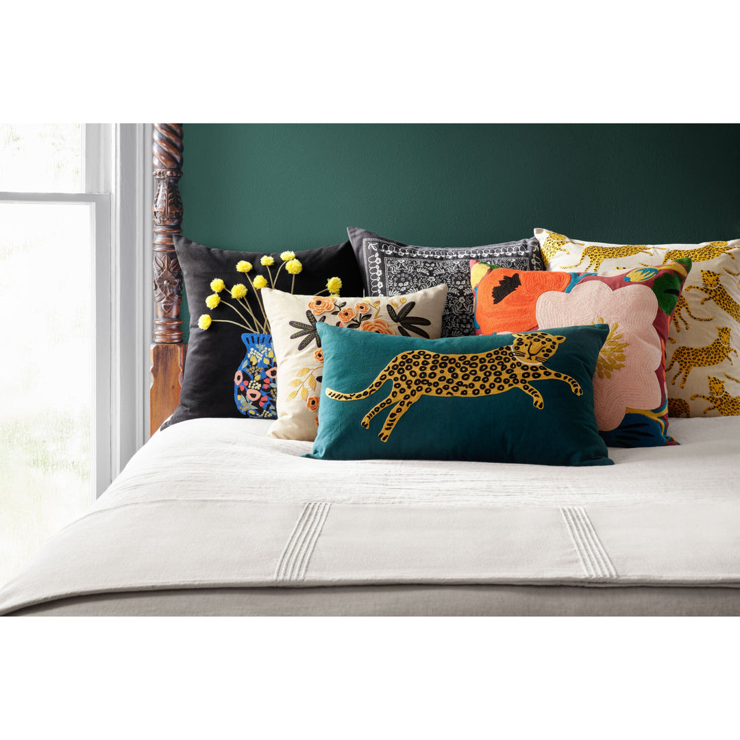 Rifle Paper Co. x Loloi P6055 Teal / Gold 16" x 26" Cover Only Pillow