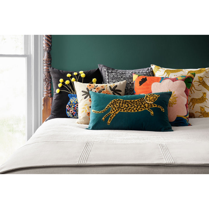 Rifle Paper Co. x Loloi P6055 Teal / Gold 16" x 26" Cover Only Pillow