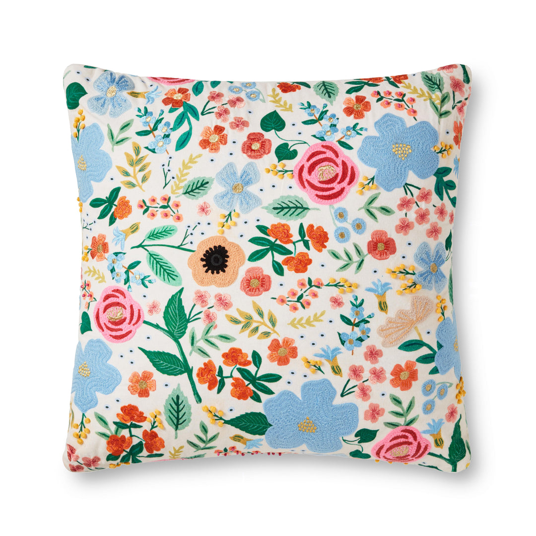 Rifle Paper Co. x Loloi P6059 Ivory / Multi 22" x 22" Cover Only Pillow