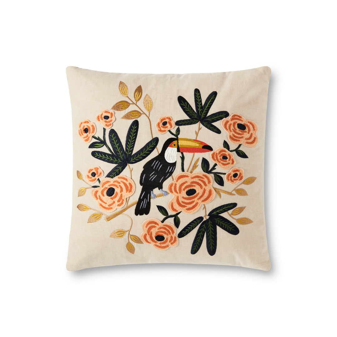 Rifle Paper Co. x Loloi P6060 Natural / Multi 18" x 18" Cover Only Pillow