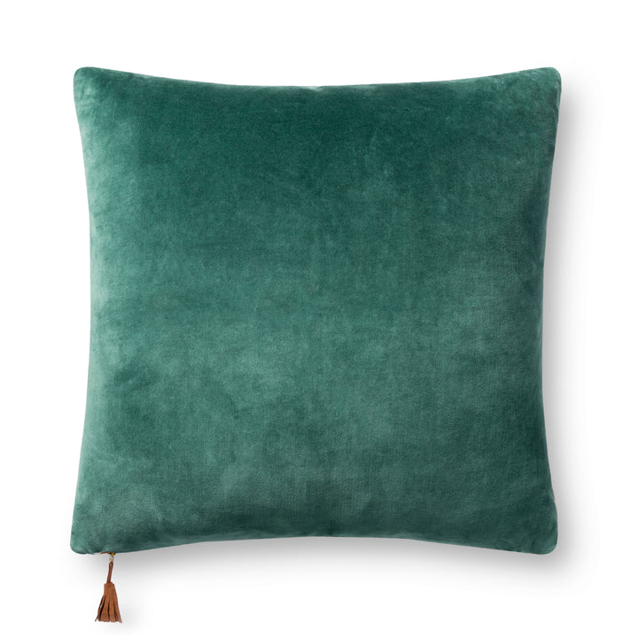 Magnolia Home by Joanna Gaines x Loloi P1153 Emerald / Amber 22" x 22" Cover w/Down Pillow