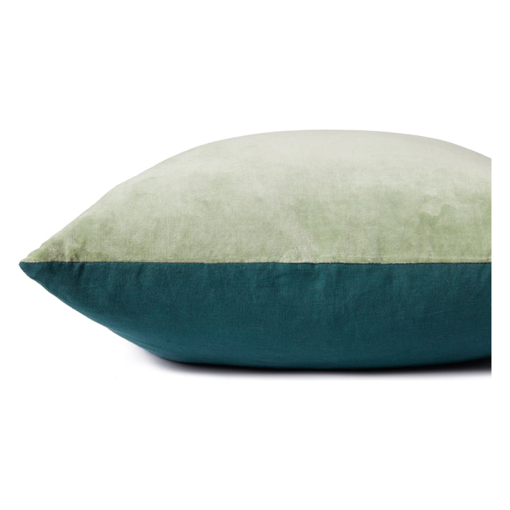 Magnolia Home by Joanna Gaines x Loloi P1153 Lt. Green / Blue 22" x 22" Cover w/Poly Pillow