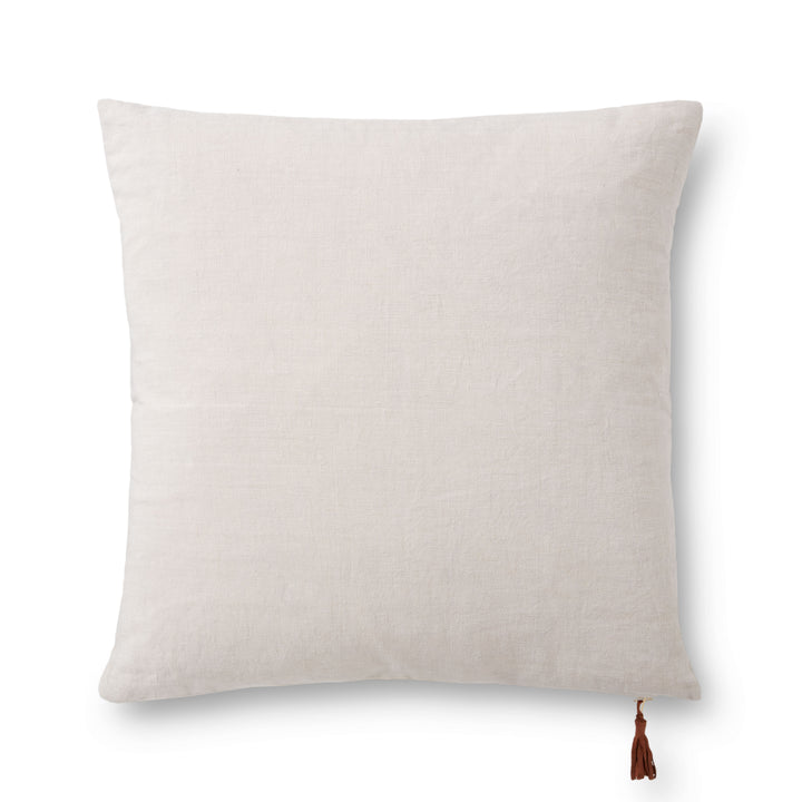 Magnolia Home by Joanna Gaines x Loloi PMH1153 Sand / Ivory 22" x 22" Cover w/Down Pillow