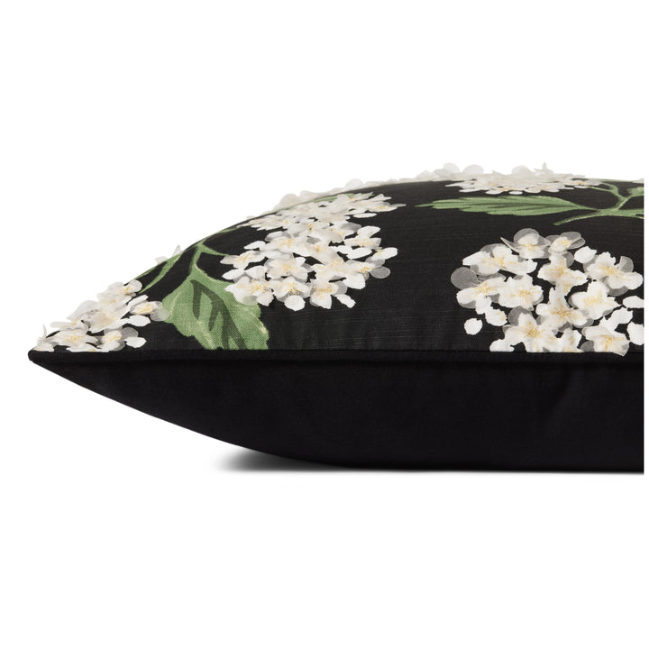 Rifle Paper Co. x Loloi PRP0019 Hydrangea Black 22" x 22" Cover Only Pillow