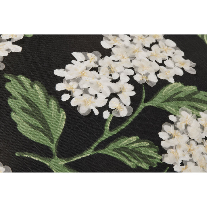 Rifle Paper Co. x Loloi PRP0019 Hydrangea Black 22" x 22" Cover w/Poly Pillow