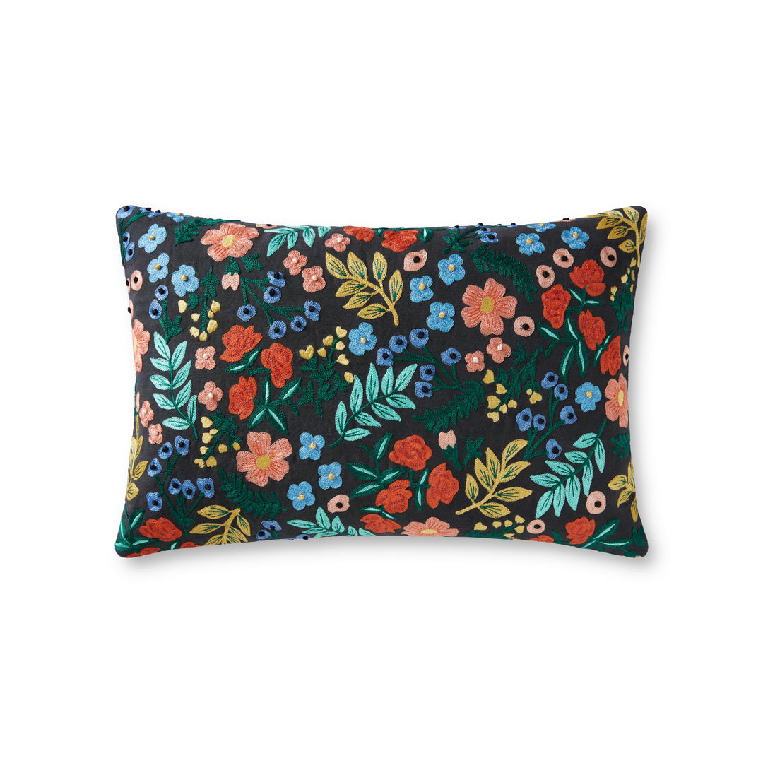 Rifle Paper Co. x Loloi PRP0028 Wildwood Garden Black 13" x 21" Cover Only Pillow