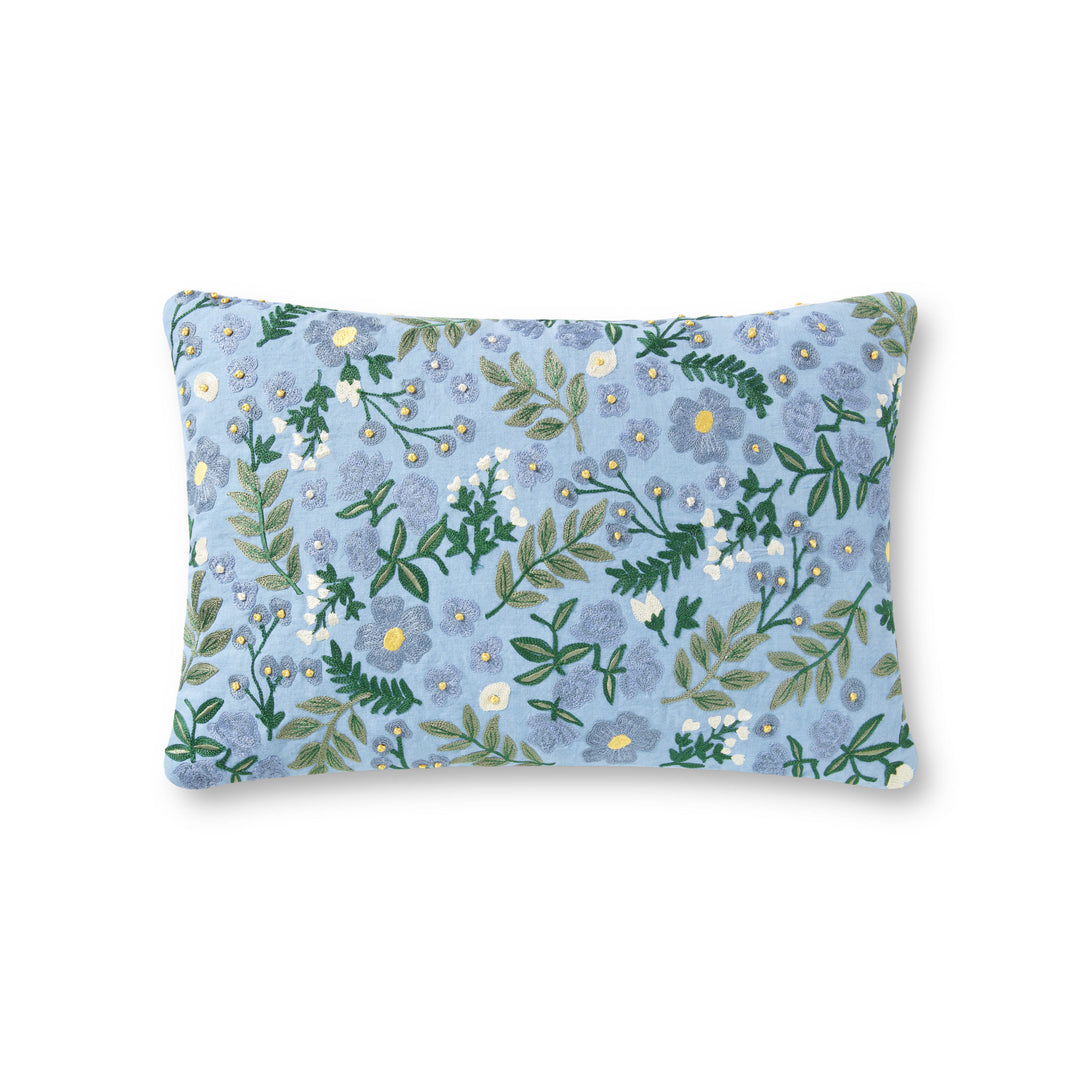 Rifle Paper Co. x Loloi PRP0029 Wildwood Garden Periwinkle 13" x 21" Cover w/Poly Pillow