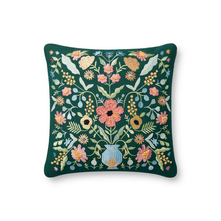 Rifle Paper Co. x Loloi PRP0050 Evergreen / Multi 18'' x 18'' Cover Only Pillow