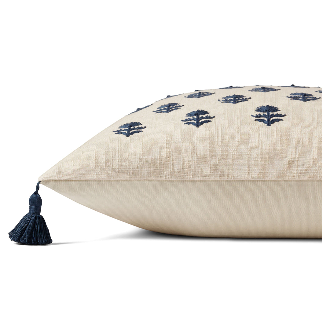 Magnolia Home by Joanna Gaines x Loloi Addison PMH0051 Beige / Navy 22'' x 22'' Cover Only Pillow