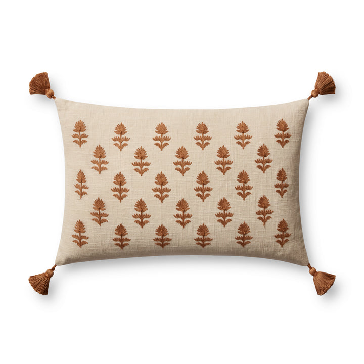 Magnolia Home by Joanna Gaines x Loloi Addison PMH0051 Beige / Rust 13'' x 21'' Cover Only Pillow