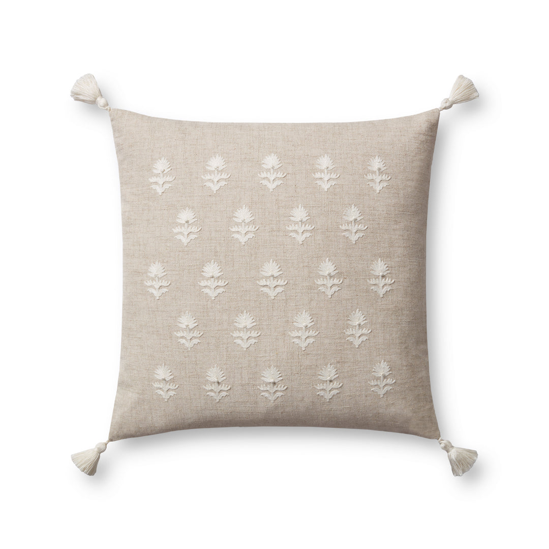 Magnolia Home by Joanna Gaines x Loloi Addison PMH0051 Natural / Ivory 18'' x 18'' Cover Only Pillow