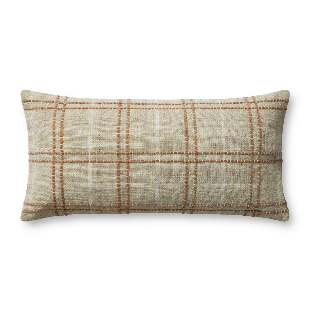 Magnolia Home by Joanna Gaines x Loloi Parker PMH0056 Sage / Rust 12'' x 27'' Cover w/Down Pillow