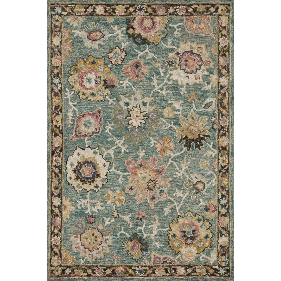 Loloi Padma Teal / Multi 5'-0" x 5'-0" Round Accent Rug