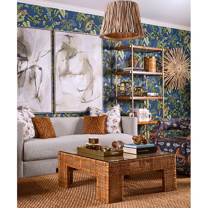 Charlie - Wide Leg Rattan Coffee Table With Glass Top