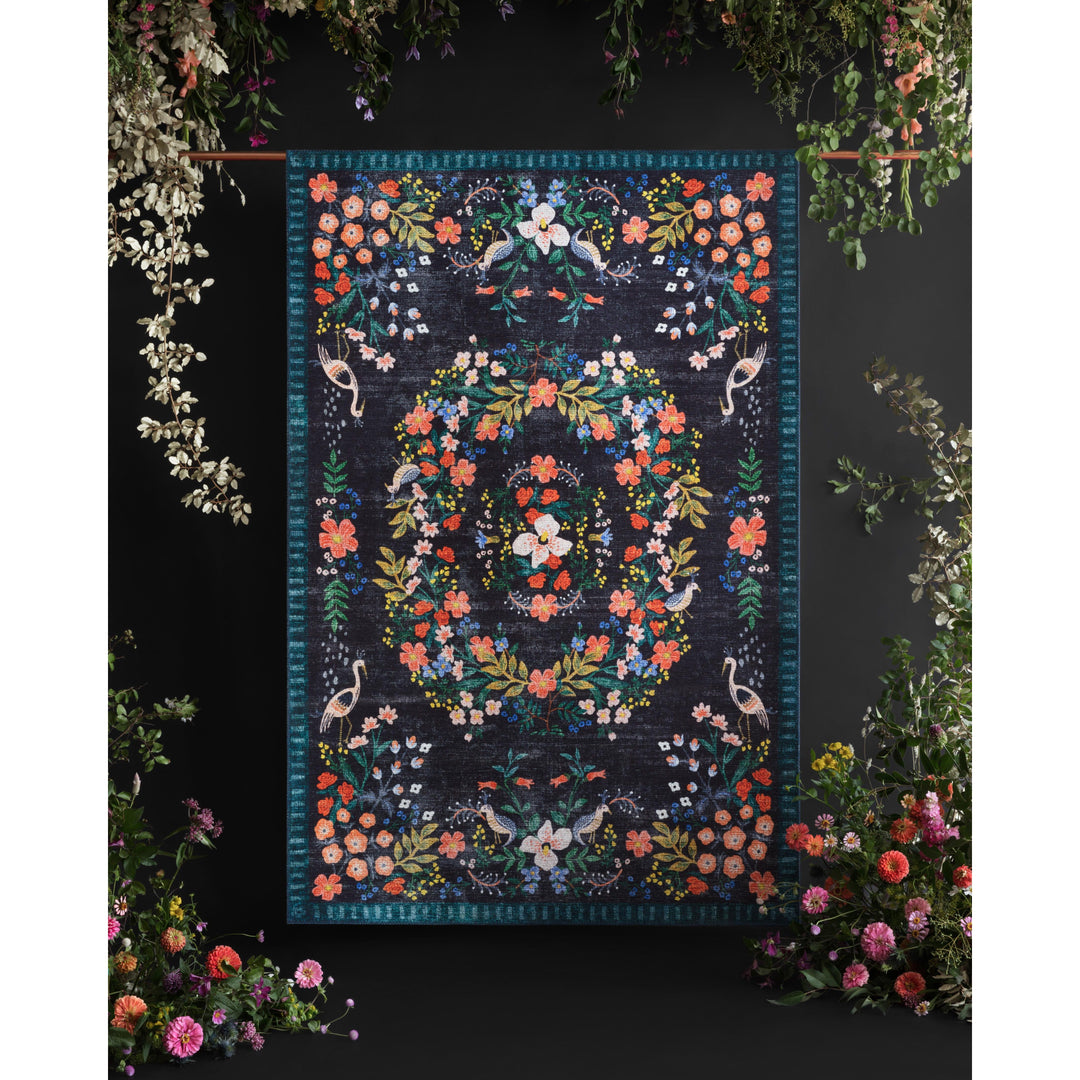 Rifle Paper Co. x Loloi Palais Black / Multi 18" x 18" Sample Rug