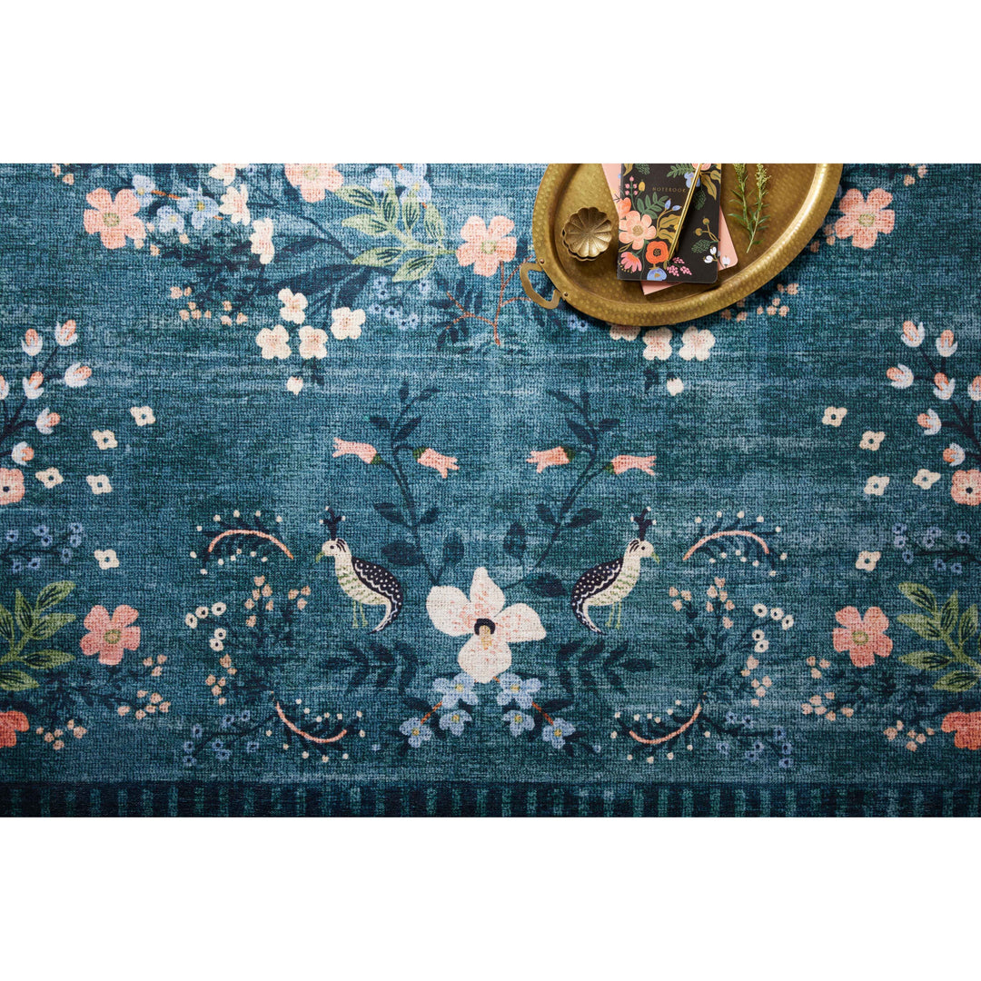 Rifle Paper Co. x Loloi Palais Teal 2'-6" x 7'-6" Runner Rug