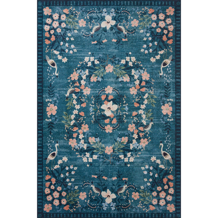 Rifle Paper Co. x Loloi Palais Teal 7'-6" x 9'-6" Area Rug