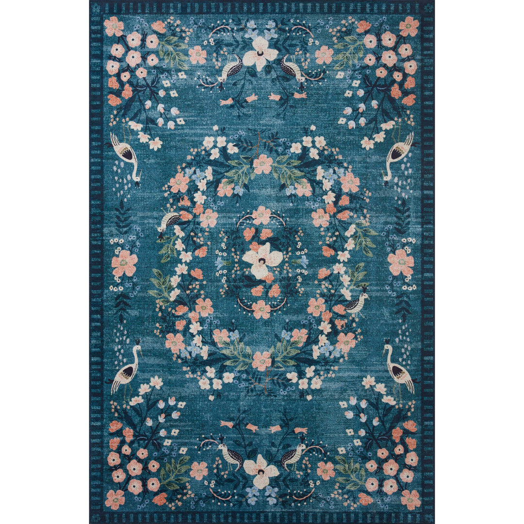 Rifle Paper Co. x Loloi Palais Teal 5'-0" x 7'-6" Area Rug