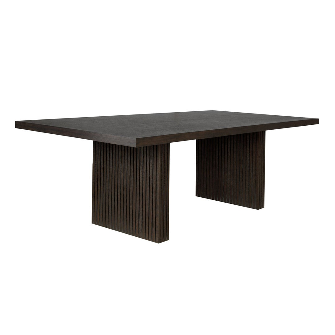 Patterson - Plank Style Slatted Base Dining Table In Dark Espresso Oak