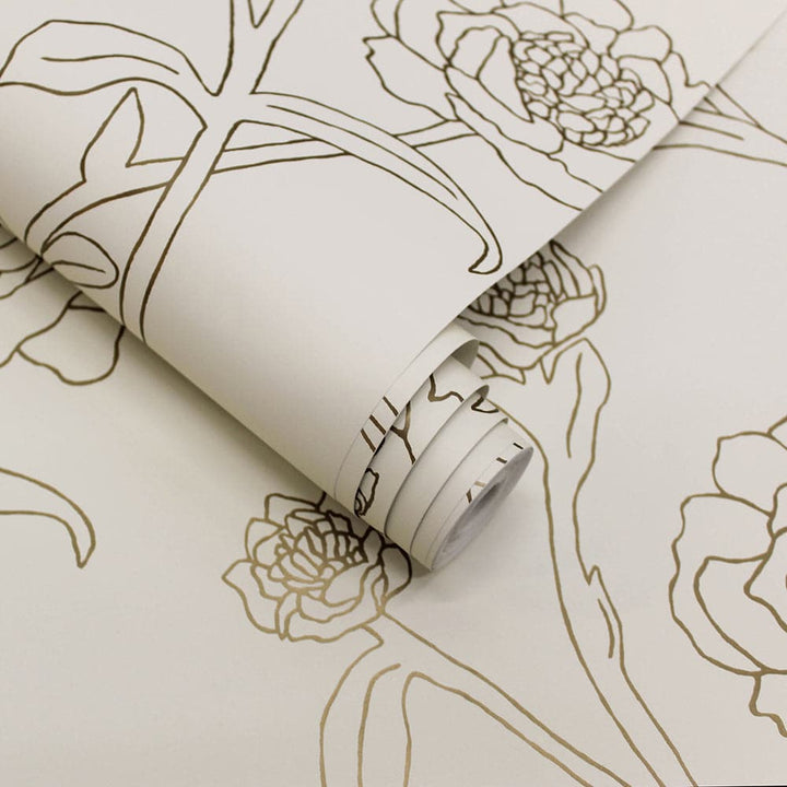 Peonies Peel And Stick Wallpaper-Tempaper & Co.-Tempaper-PE5250-Wall PaperBlack & White-12-France and Son