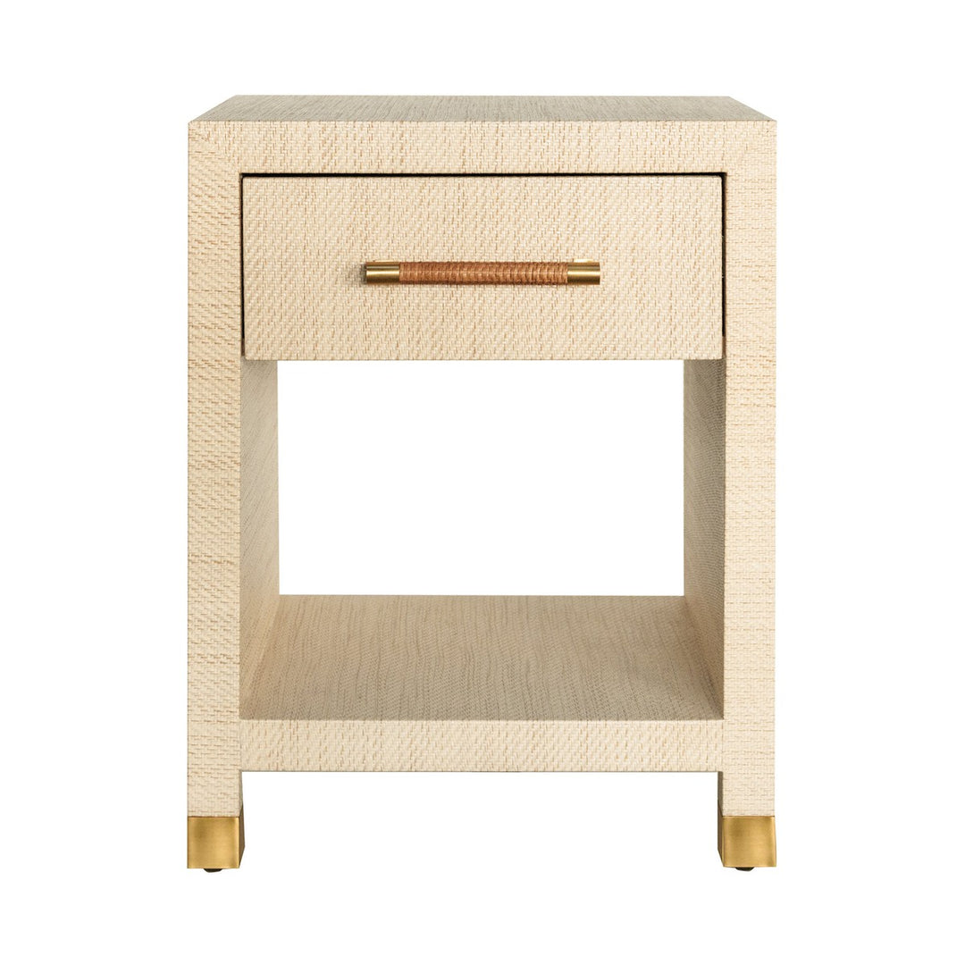 Pelham - One Drawer Side Table With Rattan Wrapped Handle In Natural Grasscloth