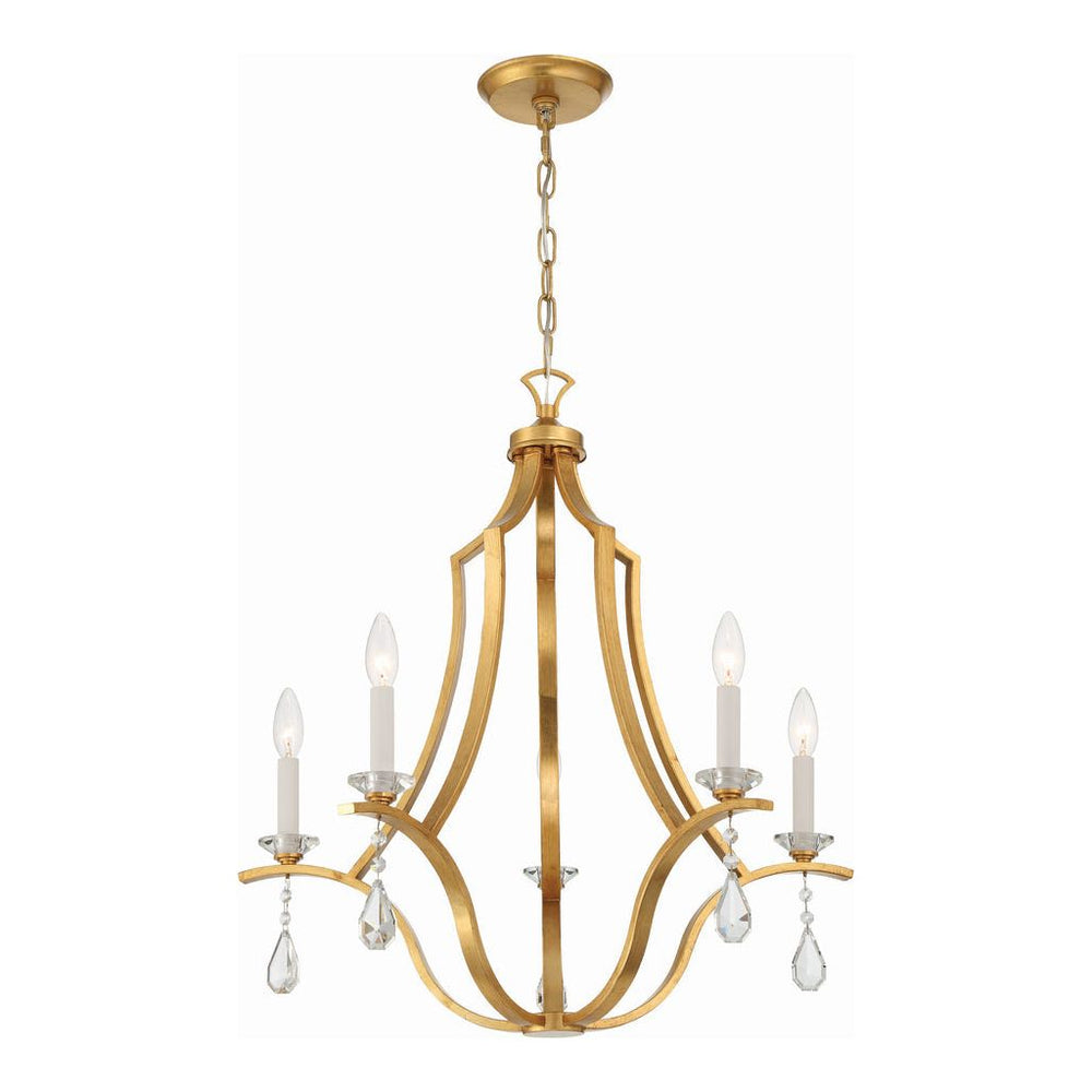 Perry 5 Light Antique Gold Chandelier-Crystorama Lighting Company-CRYSTO-PER-10405-GA-Chandeliers-2-France and Son