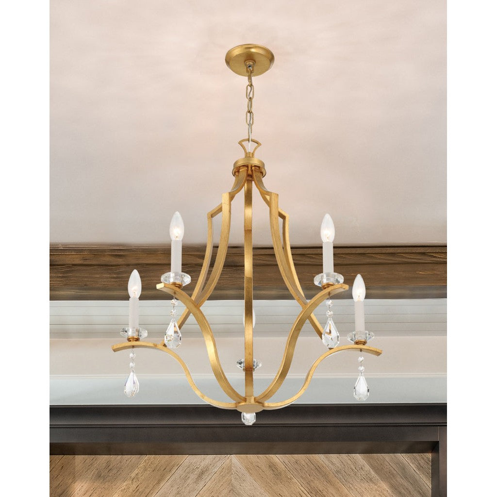 Perry 5 Light Antique Gold Chandelier-Crystorama Lighting Company-CRYSTO-PER-10405-GA-Chandeliers-1-France and Son