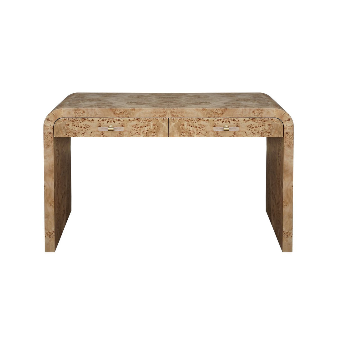 Petra - Waterfall Edge Desk In Burl Wood