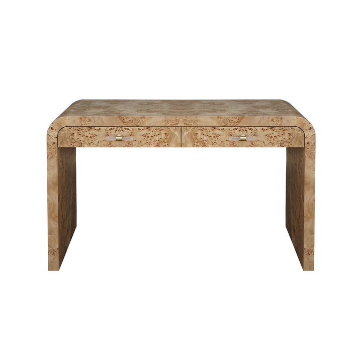 Petra - Waterfall Edge Desk In Burl Wood