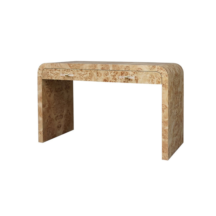 Petra - Waterfall Edge Desk In Burl Wood