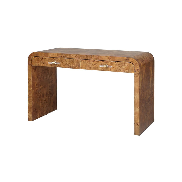 Petra - Waterfall Edge Desk In Dark Burl Wood